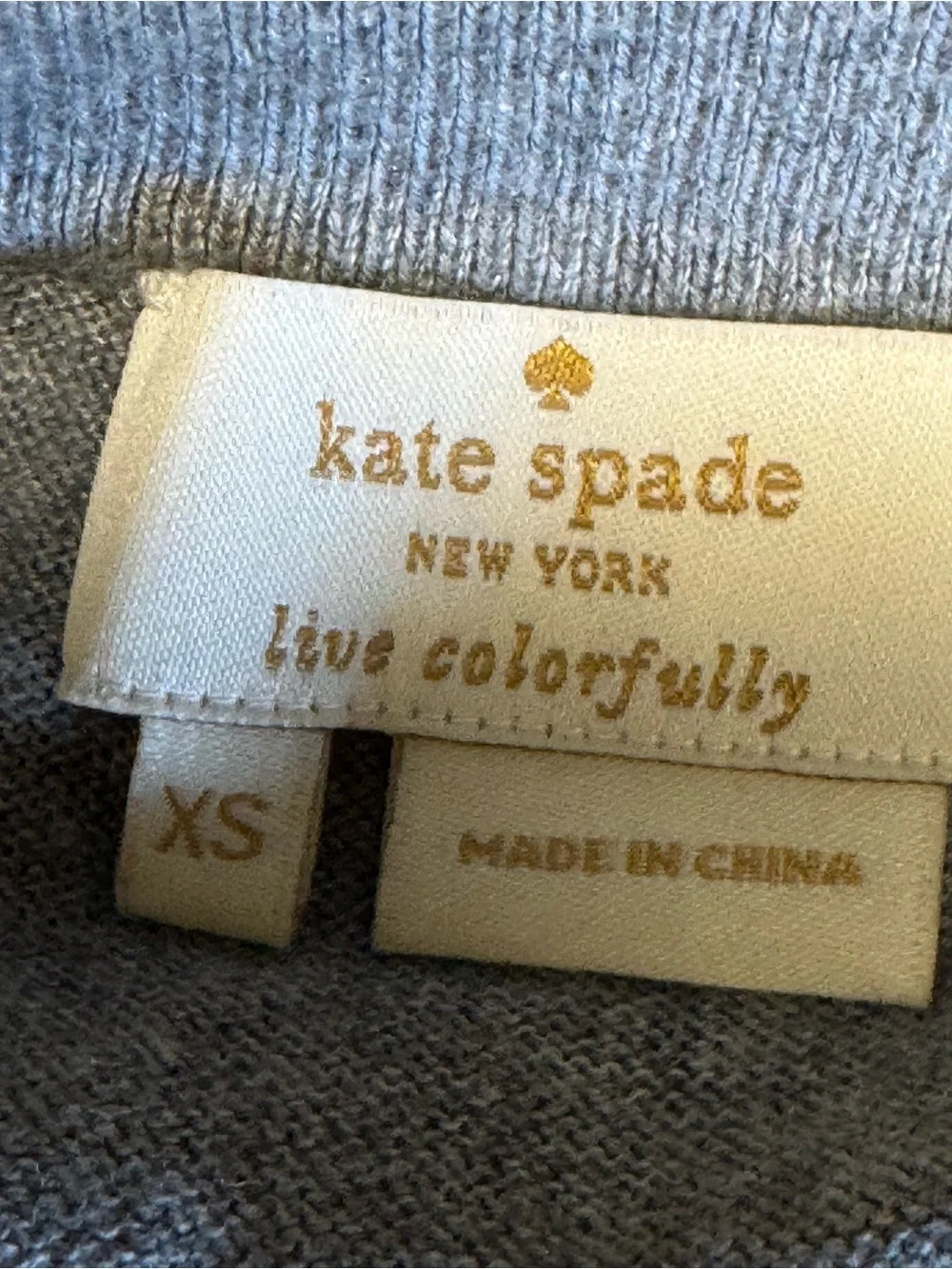 Kate Spade Cardigan Sweater Cotton Silk Cashmere Beaded Jewel Gray Size XS